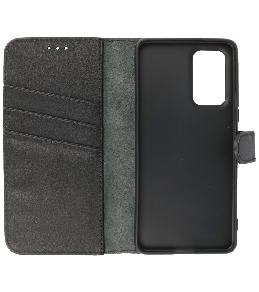 Echt Lederen Wallet Cases Hoesje voor Samsung Galaxy A33 5G Zwart