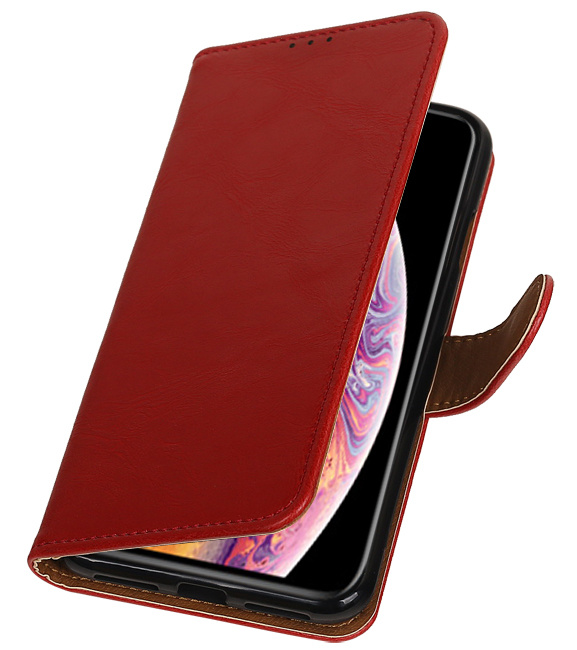 Træk op TPU PU Læder Book Style til iPhone 6 / s Plus Rød