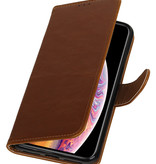 Pull Up de TPU de la PU del estilo del libro de cuero para i9500 Galaxy S4 Brown