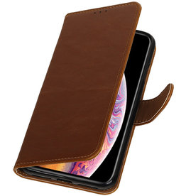 Træk op TPU PU Læder Book Style til Galaxy S4 i9500 Brown