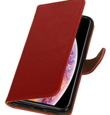 Pull Up de TPU de la PU del estilo del libro de cuero para Huawei P8 Lite Roja