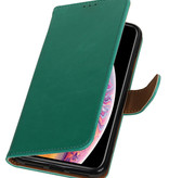 Pull Up de TPU cuero de la PU del estilo del libro para HTC Uno X 9 Verde
