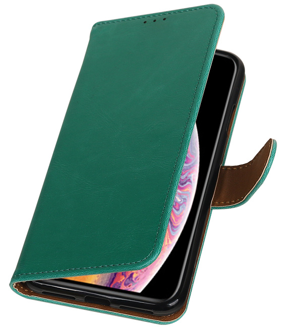 Træk op TPU PU Læder Book Style til HTC One X 9 Grøn