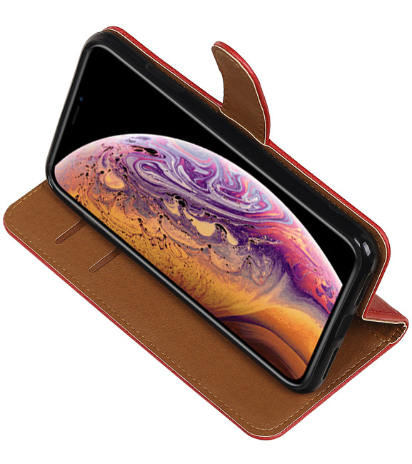 Pull Up TPU PU cuir style livre Galaxy C5 rouge