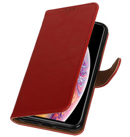 Træk op TPU PU Læder Book Style til HTC 10 Rød
