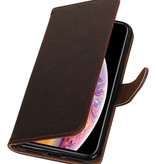 Pull Up TPU PU cuir style livre pour Xperia C6 Mocca