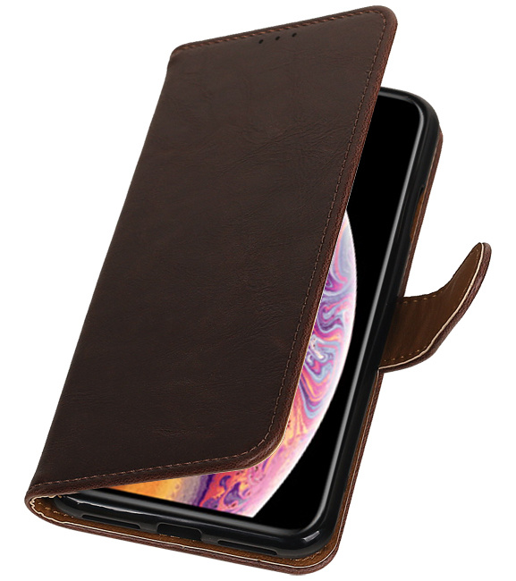 Pull Up TPU di elaborazione di stile del libro in pelle per i9500 Galaxy S4 Mocca