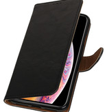 Pull Up de TPU de la PU del estilo del libro de piel para Galaxy S6 G920F Negro