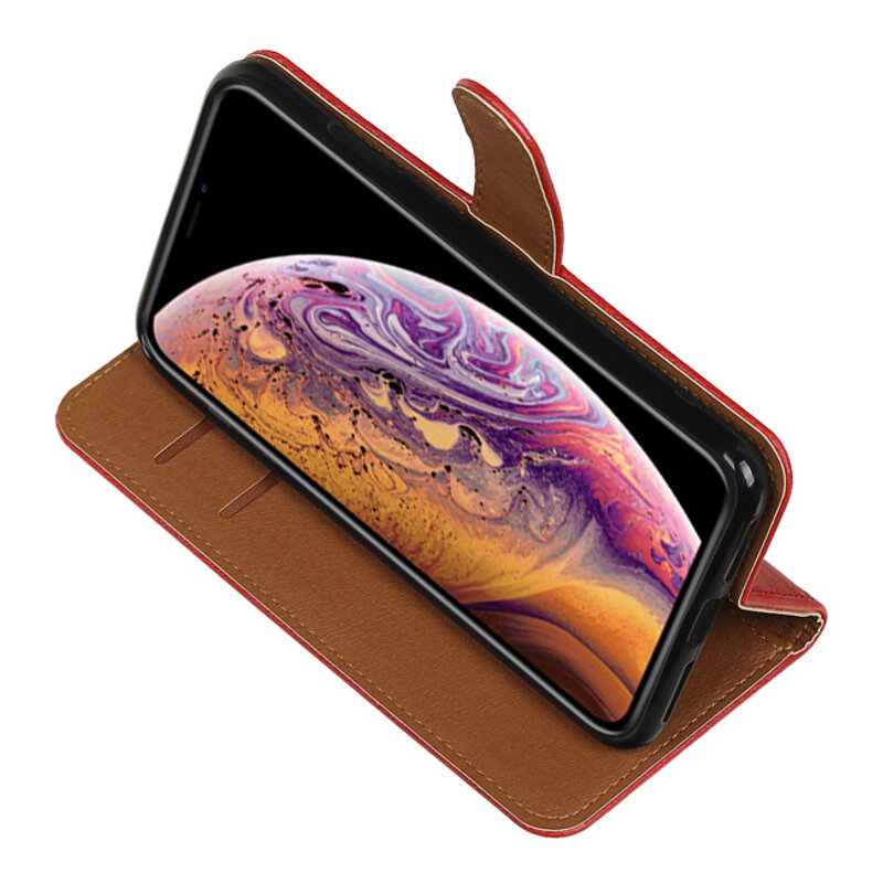 Pull Up TPU PU Style du livre en cuir pour HTC Desire Pro 10 Rouge