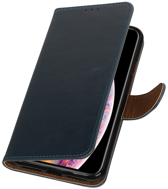 Pull Up de TPU de la PU del estilo del libro de cuero para la Galaxy S8 Plus Azul