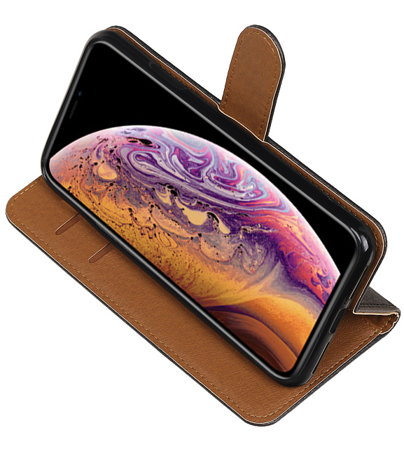 Pull Up TPU PU cuir style livre pour iPhone X Noir