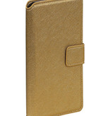 Kreuz-Muster TPU Book Galaxy S5 G900F Gold-