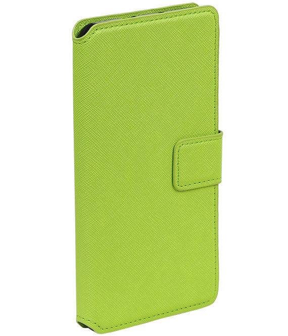 Cross Pattern TPU Bookstyle voor Galaxy S5 G900F Groen