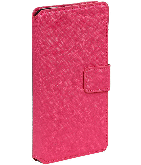 Krydsmønster TPU BookStyle Galaxy S5 G900F Pink