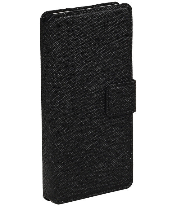 Cross Pattern TPU Bookstyle voor Galaxy S6 Edge G925F Zwart