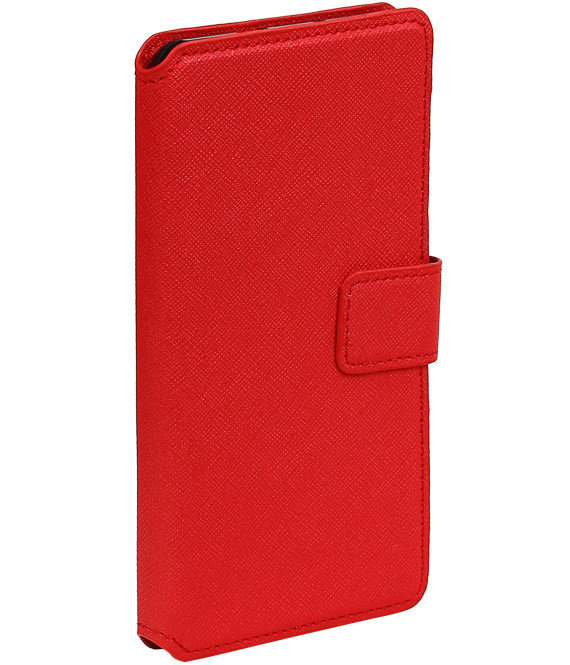 Cross Pattern TPU Bookstyle voor Galaxy S6 G920F Rood