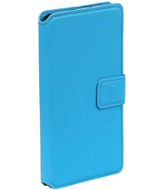Cross Pattern TPU Bookstyle for Xperia C6 Blue