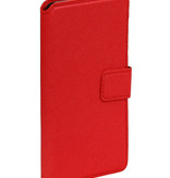 Cross Pattern Bookstyle Hoes voor Huawei G8 Rood