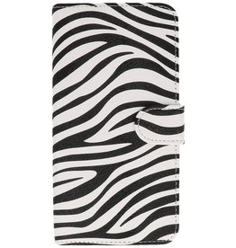 Zebra Book Style Taske til Galaxy S Advance I9070 Hvid