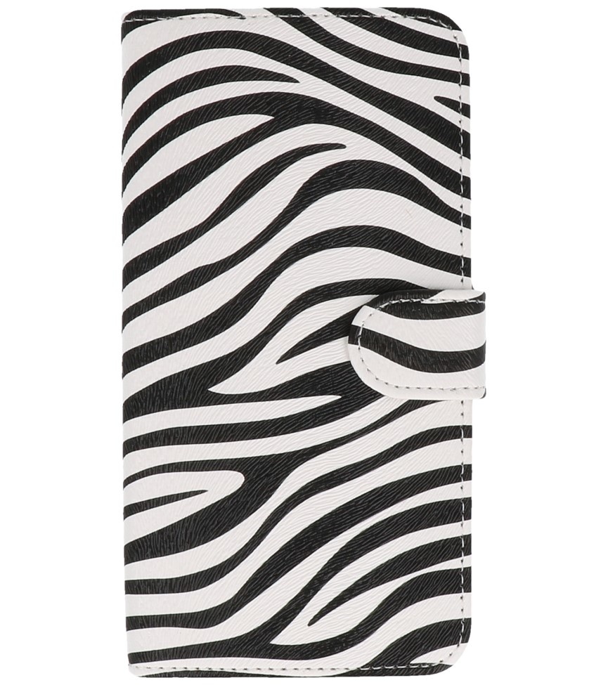 Zebra Bookstyle Hoes voor Galaxy S Advance i9070 Wit