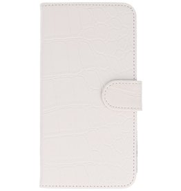 Croco Book Style Taske til iPhone 6 Plus Hvid