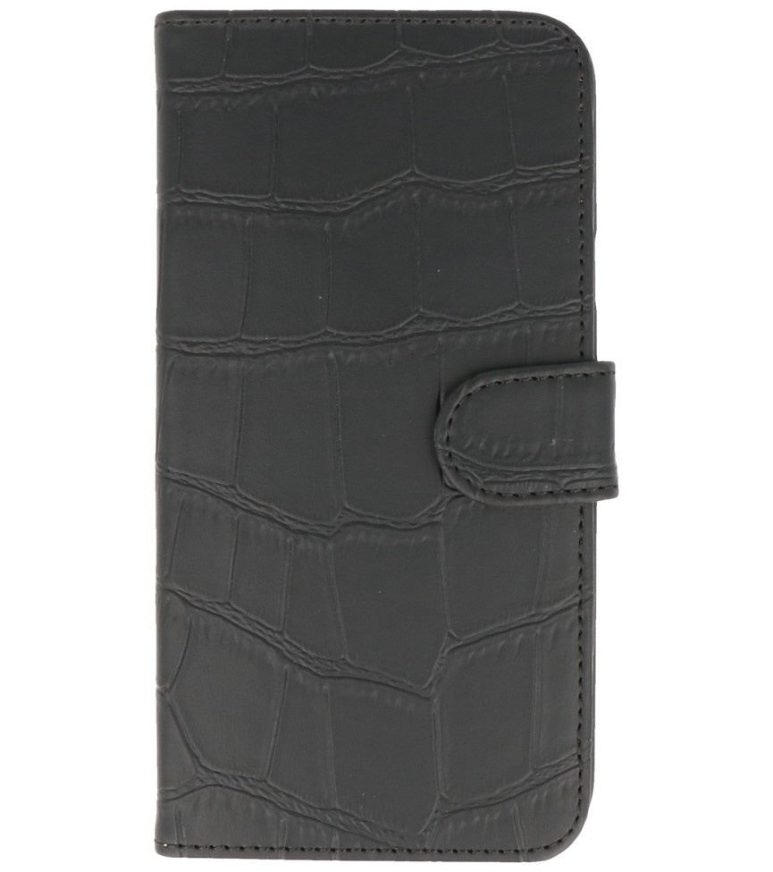 Croco Book Style Taske til Huawei Ascend G510 Black