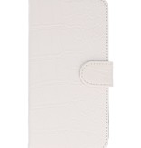 Croco Book Style Taske til Huawei Ascend G6 Hvid