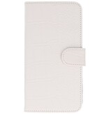Croco Bookstyle Hoes voor HTC X10 Wit