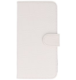 Croco Bookstyle Hoes voor HTC X10 Wit