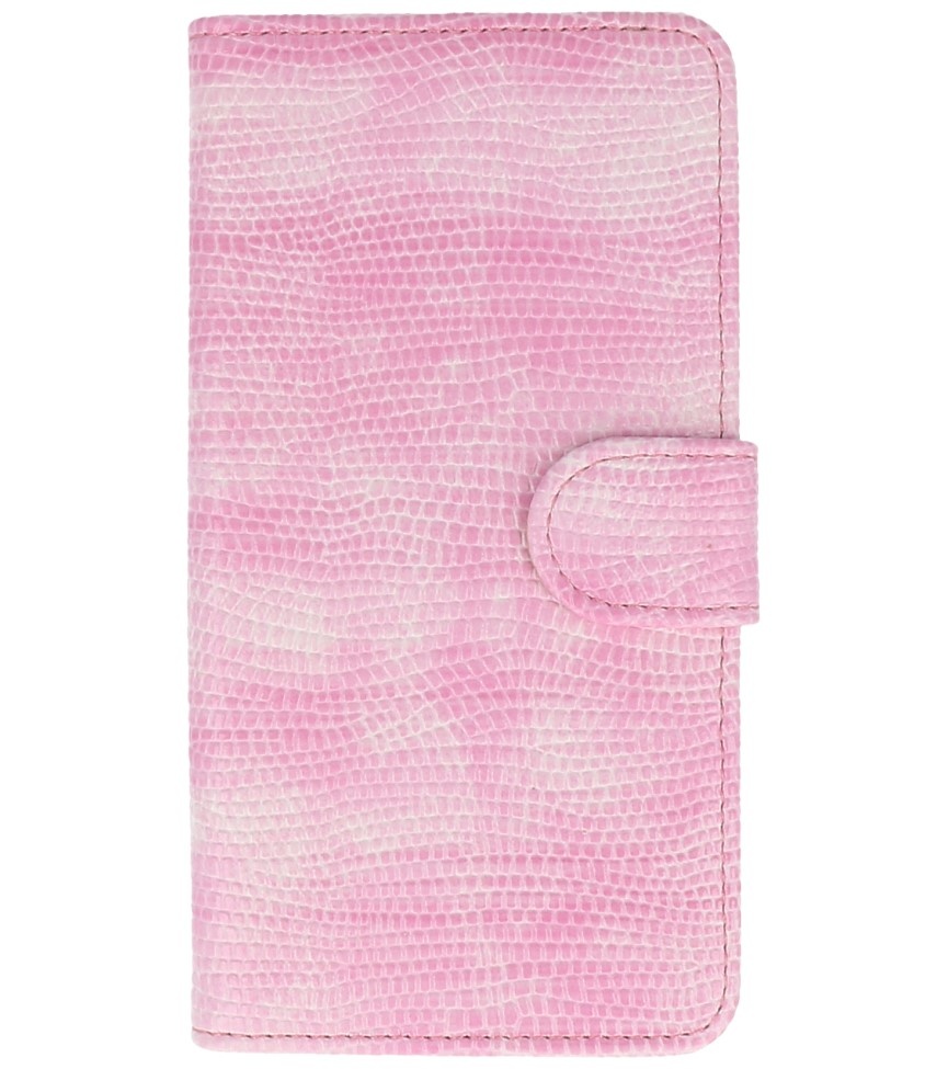 Lizard Book Style Taske til Galaxy A8 Pink