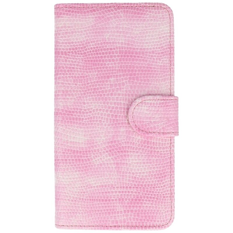 Lizard Book Style Taske til Galaxy J7 Pink