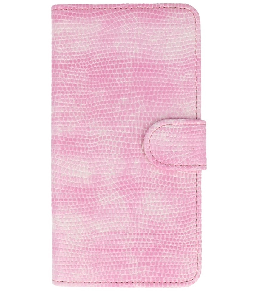 Lagarto libro Tipo de caja para Sony Xperia E4 rosa
