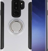 Pantser TPU Hoesje Ring Houder voor Galaxy S9 Plus Zilver