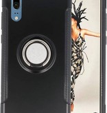 Pantser TPU Hoesje Ring Houder voor Huawei P20 Zwart