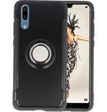 Pantser TPU Hoesje Ring Houder voor Huawei P20 Zwart