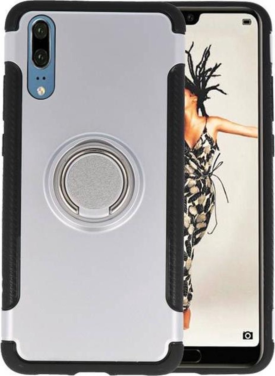 Armor TPU Case Ring Holder for Huawei P20 Silver