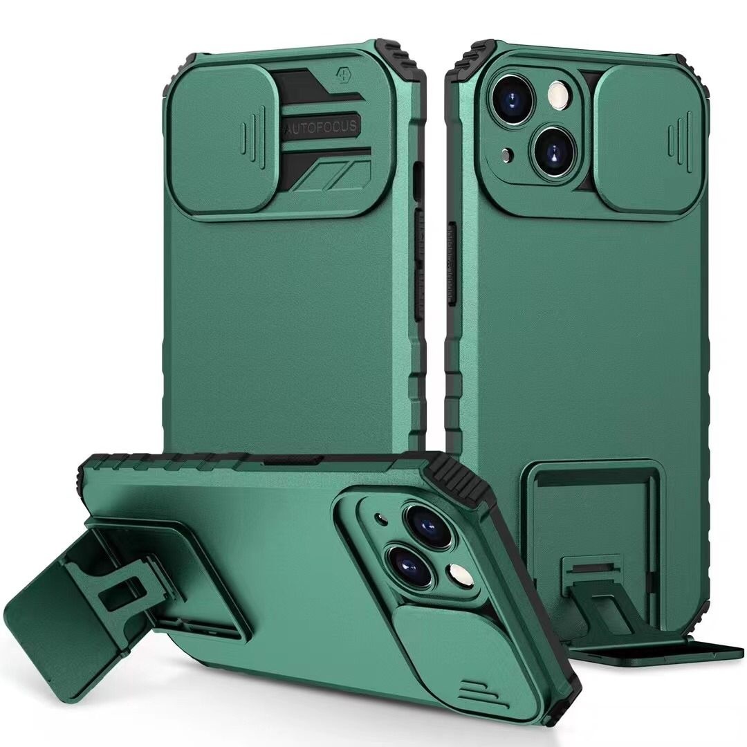 Window - Stand Backcover til iPhone 12 Mørkegrøn