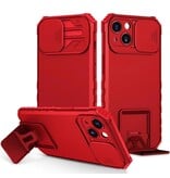 Window - Carcasa Trasera con Soporte para iPhone 13 Pro Max Rojo