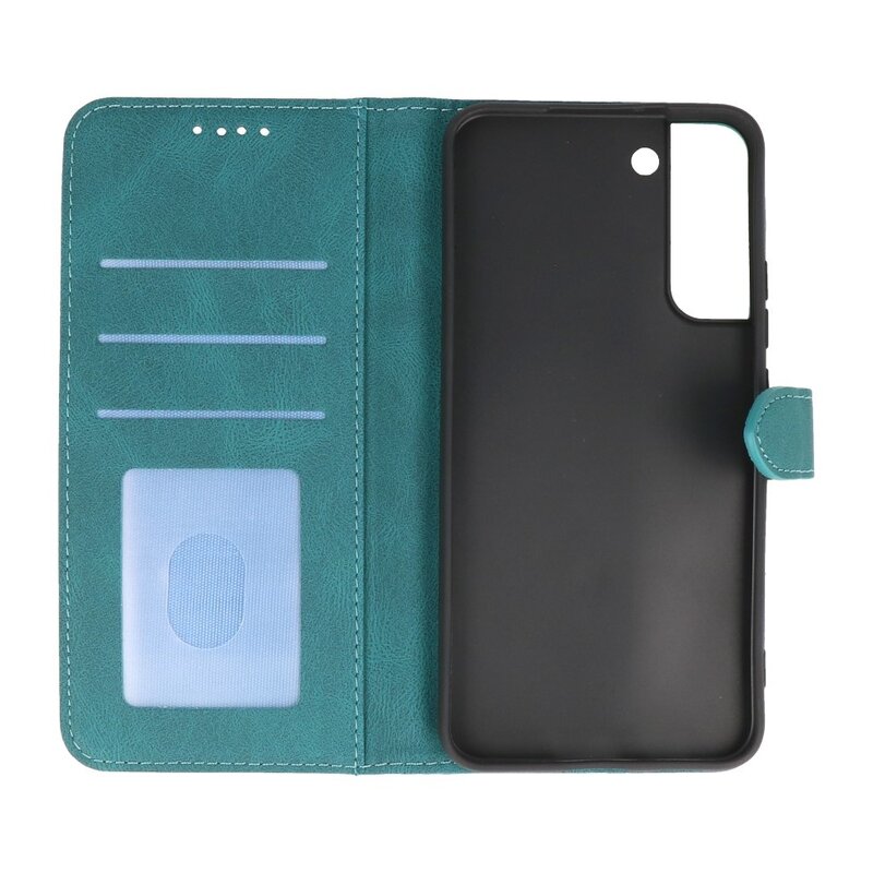 Wallet Cases Hoesje voor Samsung Galaxy S22 Donker Groen