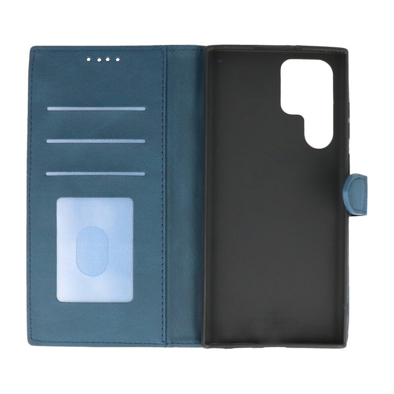 Wallet Cases Hoesje voor Samsung Galaxy S22 Ultra Blauw