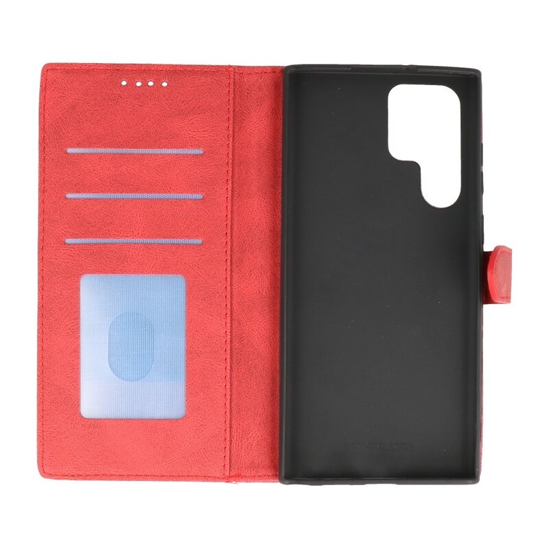 Wallet Cases Hoesje voor Samsung Galaxy S22 Ultra Rood