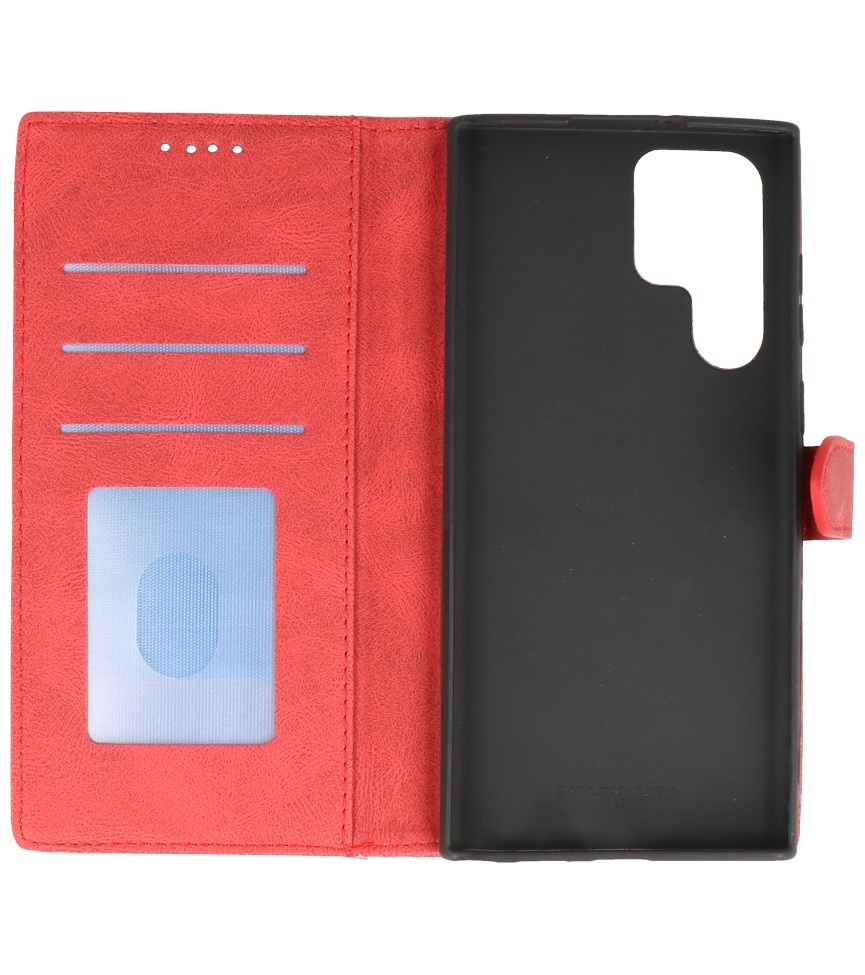 Wallet Cases Cover for Samsung Galaxy S22 Ultra Red