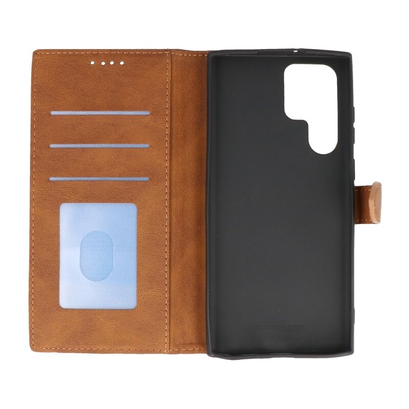 Wallet Cases Hülle für Samsung Galaxy S22 Ultra Braun