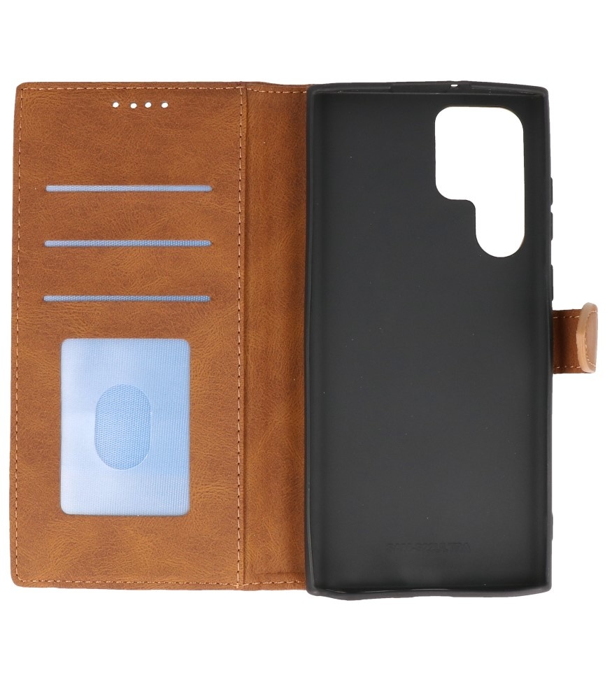 Wallet Cases Case for Samsung Galaxy S22 Ultra Brown