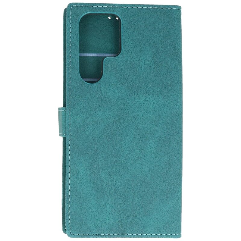 Wallet Cases Cover für Samsung Galaxy S22 Ultra Dunkelgrün