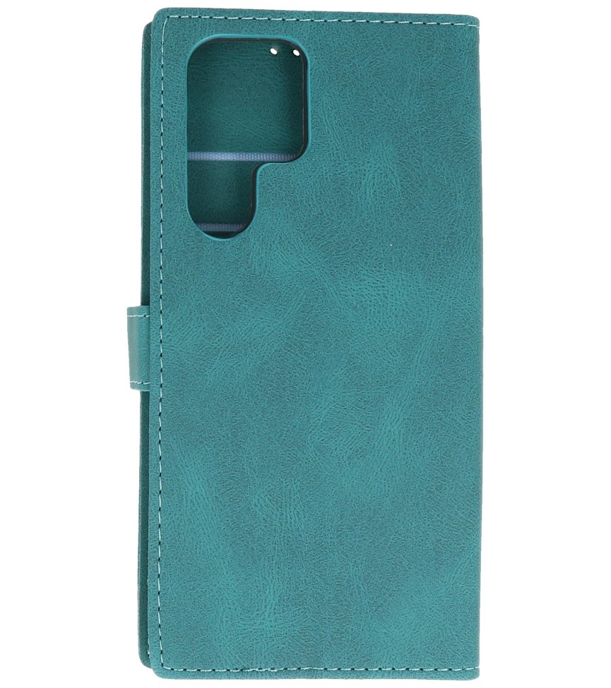 Wallet Cases Cover für Samsung Galaxy S22 Ultra Dunkelgrün