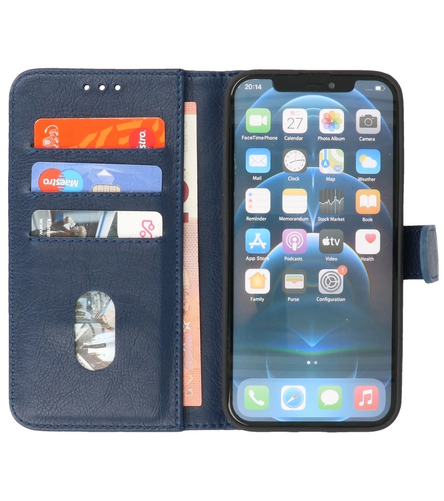 Bookstyle Wallet Cases Funda para iPhone 14 Pro Azul marino