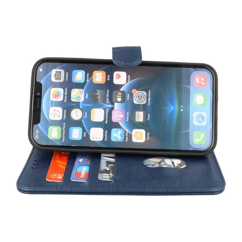 Bookstyle Wallet Cases Coque pour iPhone 14 Pro Marine