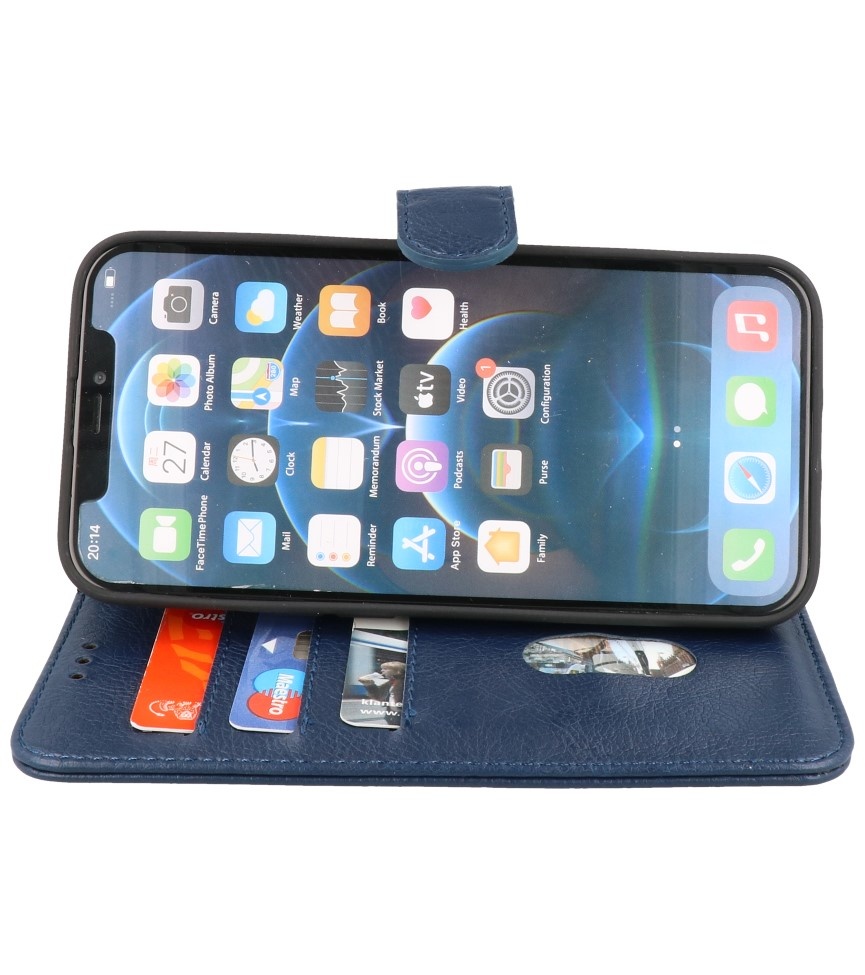 Bookstyle Wallet Cases Funda para iPhone 14 Pro Azul marino
