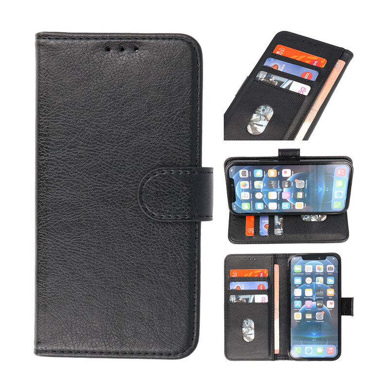 Bookstyle Wallet Cases Coque pour iPhone 14 Pro Noir